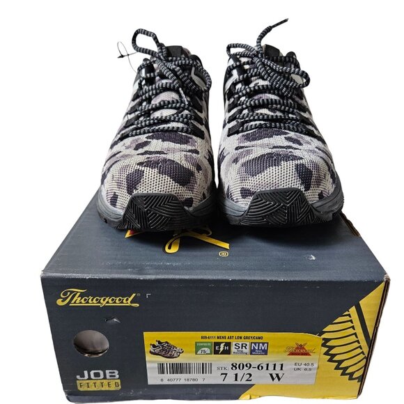 Thorogood Composite Safety Toe Sneakers Gray Camo Mens 7.5 W Wide - Picture 2 of 12
